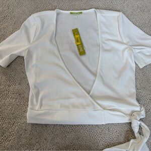 Gianni Bini V-Neck Wrap White Crop Top Sz S